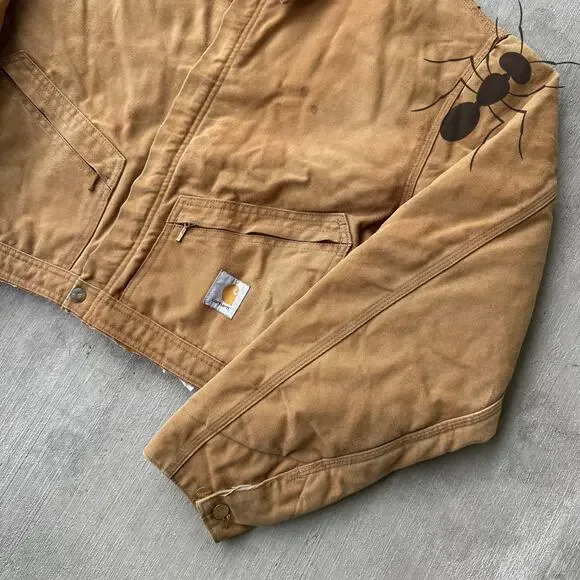 Vintage Y2K Carhartt brown cropped Detroit style work wear jacket - Picture 4 of 8